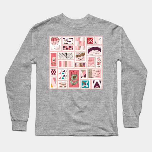 Stamps Pink Long Sleeve T-Shirt by bruxamagica